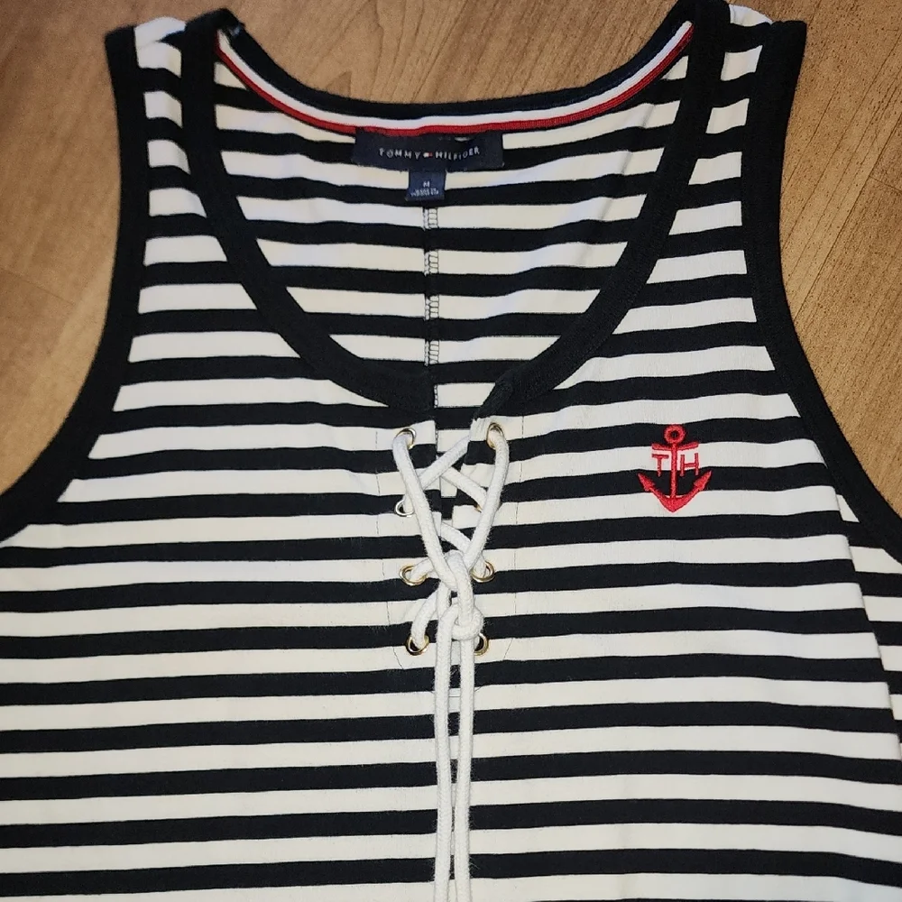 Tommy Hilfiger Navy and White Striped Maxi Dress - Picture 3 of 4